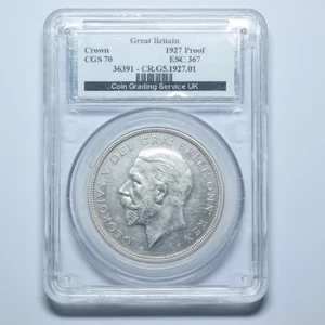 1927 Proof Wreath Crown (CGS 70) - George V British Silver Coin - Very Nice - Picture 1 of 4