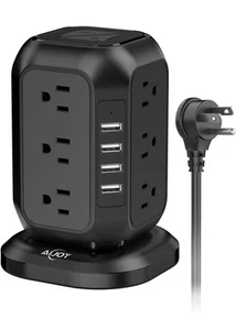 Torre Tira de Alimentación USB C, Protector contra Sobretensiones con 12 Tomas de CA 4 Puertos USB Cable de 10FT - Imagen 1 de 6