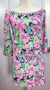Lilly Pulitzer Lana Off The Shoulder Pink Multicolor Romper/Skort Sz XXS - Picture 1 of 9