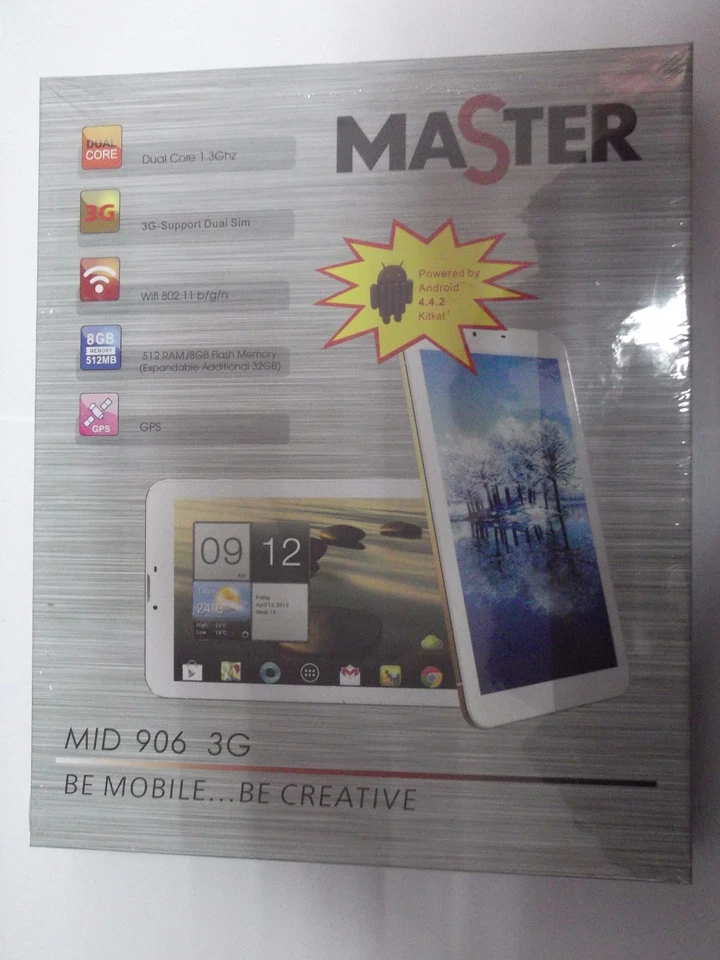 MASTER MID 906 3G TABLET DUAL CORE 1.3Ghz DUAL SIM WIFI 8GB GPS 9" BIANCO/GOLD - Immagine 1 di 1