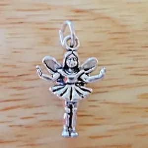 Sterling Silver 3D 18x13x5mm Tooth Fairy Angel Fairy Charm - Picture 1 of 3