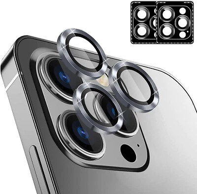 For iPhone 17 16 Pro Max 15 14 13 12 Tempered Glass Metal Camera Lens Protector - Image 1 of 4