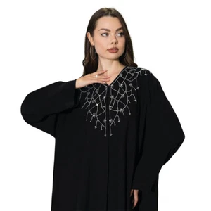 Vestido Largo Caftán Abaya Kimono Cárdigan Mujer Maxi Bata Conjunto Estrás Vestido - Imagen 1 de 23