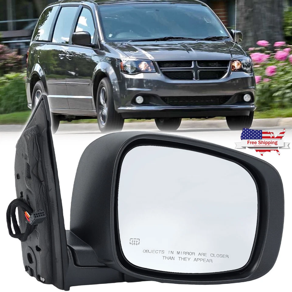Mirror For 2011-2020 Dodge Grand Caravan Passenger Right Side Heat Texture Black - Image 1 of 4