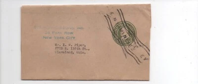 United States entire W427 New York to Cleveland still sealed at back - Image 1 of 2