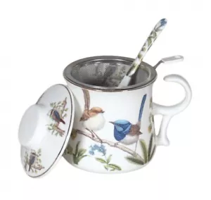 Australian Birds 340cc Mug w.cover & Strainer & Spoon - Picture 1 of 1