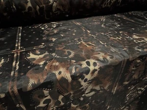 Taffeta Faux Silk Fabric, Per Metre - Stylised Leopard Print - Brown & Black - Picture 1 of 4