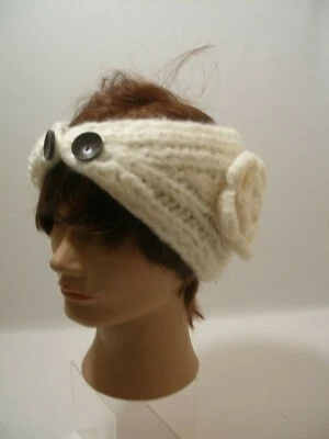 Sombrero turbante tejido para mujer blanco roto diadema abierta nuevo talla única nuevo Foto 1 de 4