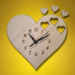 Hearts out of Heart Shaped Clocks Wood, Oak, Cherry or Walnut - Picture 1 of 3