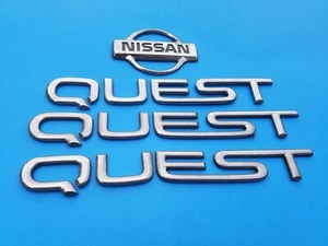 99 00 01 02 NISSAN QUEST REAR LID SIDE CHROME EMBLEM BADGE SYMBOL SET OEM (2000) - Picture 1 of 6