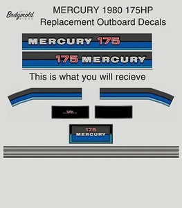 MERCURY 1980 175HP outboard replacement stickers - Picture 1 of 1