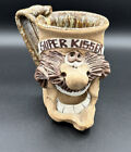 Vintage Funny Face Super Kisser Coffee Mug Embossed Pottery Mug Deco 3D