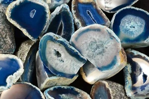 Achat Geode blau 3" 8-12 Oz Kristall Heilsteine Herz Chakra metaphysisch - Bild 1 von 4