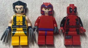 Authentic LEGO Minifigure Lot of 3 Marvel Figures Deadpool Wolverine Magneto - Picture 1 of 2