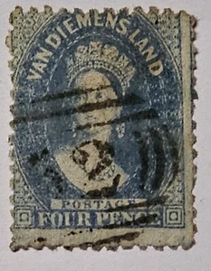 AUSTRALIA TASMANIA CLASSICS 1863 4d Blue Perf 12 VFU. €30. SG73 - Picture 1 of 3