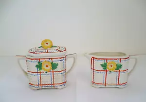 Vintage Sugar & Creamer with Flowers Made in Japan - Picture 1 of 17