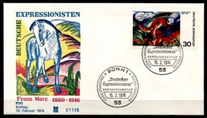 Deutscher Expressionismus. Franz Marc, Pferd, Die roten Rehe. FDC. BRD 1974 - Bild 1 von 2