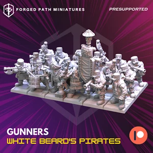 White Beard Gunners, Tabletop Wargaming Fantasy Dwarves Miniature Dwarf Pirate - Picture 1 of 6