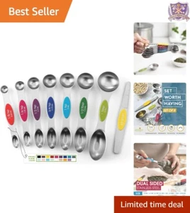Magnetic Stainless Steel Measuring Spoons Set of 8 for Baking Cooking Spice Jars - Picture 1 of 11