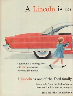 Impressão Ad Lincoln 1956 Premiere rosa 2 páginas 2 peças 10,5 x 13,5 cada - Imagem 1 de 2