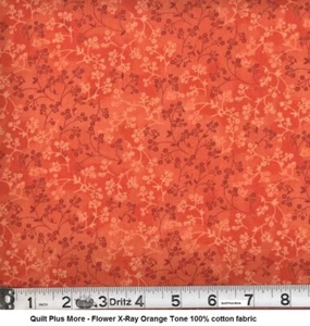 Flower X-Ray Orange Tones 100% Cotton Fabric sold by 1/4 yard off bolt - Picture 1 of 1