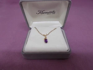 Krementz Genuine Amethyst Necklace with 18" Gold Overlay Chain NEW - Picture 1 of 6
