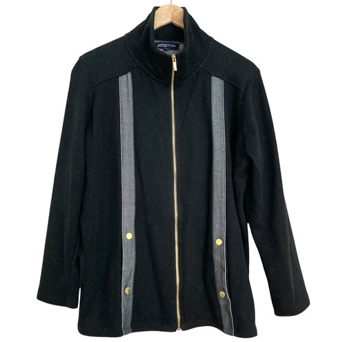 VETEMENTS JONES NEW YORK Giacca Donna 1X Firma Collo Alto Zip Felpa Nero