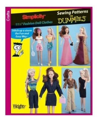 2002 Barbie 11-1/2" Fashion Doll Clothes Sewing Pattern Simplicity 5755 New OOP - Image 1 of 3