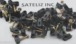 1000 CLIPS FLEXIBLES NEGROS ÚNICOS CON TORNILLO RG6 CABLE CABLE PERFECTO VISIÓN GC12BLK - Imagen 1 de 3