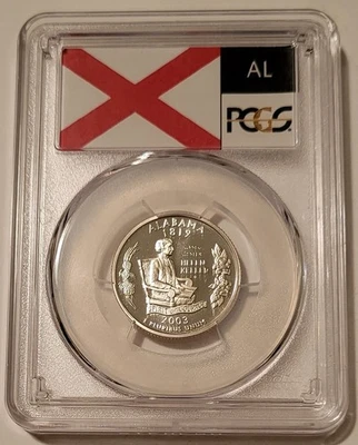 2003 S Silver Alabama State Quarter Proof PR69 DCAM PCGS Flag Label - Image 1 of 2