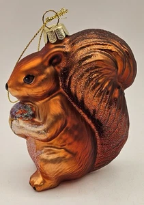 Brown Squirrel w/Acorn Mercury Glass Christmas Ornament 4.5" - Picture 1 of 6