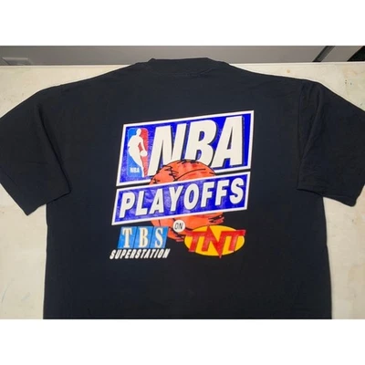 Vintage 1998 NBA Playoffs TBS TNT T-Shirt All Sport Maxweight Black Mens XL - Image 1 of 4