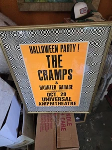 Póster de The Cramps 1988 Punk Rock Pole enmarcado proyectado a mano vintage - Imagen 1 de 9