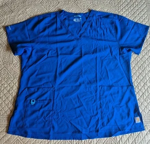 NWOT Carhartt Force Scrubs Women's 2x Royal Blue Scrub Top - Picture 1 of 8