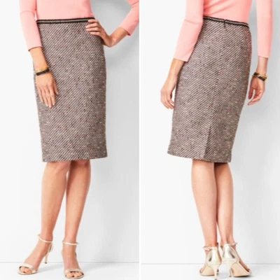 Falda lápiz Talbots para mujer 20W negra rosa multicolor pata de gallo ombre tweed nueva con etiquetas Foto 1 de 4