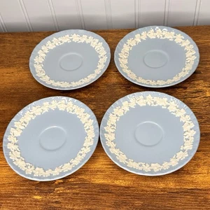 4 Queensware by Wedgwood 5” Tea Cup Saucers Only Cream on Lavender Shell Edge - Picture 1 of 7