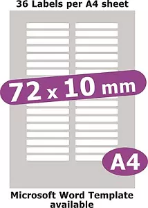 72x10mm 180 Etichette Carta Bianca Opaca 5 Fogli A4 Laser Fotocopiatrice Adesivi Inkjet - Foto 1 di 1