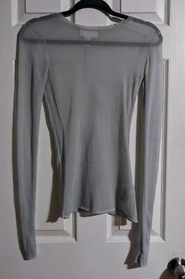 H&M Conscious Exclusive Light Blue/Gray Top 34 US 2/4 Sheer Long Sleeve Layering - Image 1 of 4