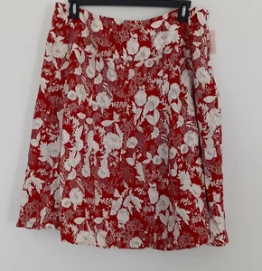 Dressbarn Red & White Floral Knee Length Silk Blend Skirt NWT Woman's Size 18W - Picture 1 of 11