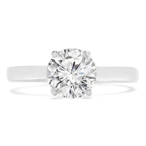 0.96 CT Round SI1 F Diamond Solitaire Engagement Ring 14K White Gold - Bild 1 von 5