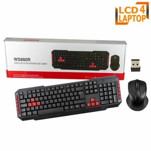 2.4GHz Wireless Keyboard And Mouse Combo Set UK Full-Size & USB Dongle PC Laptop - Picture 1 of 9