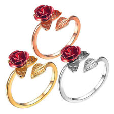 Neues AngebotRose Blume Runder Ring für Damen Legierung Verstellbar Wrap Öffnung Schmuck Gift