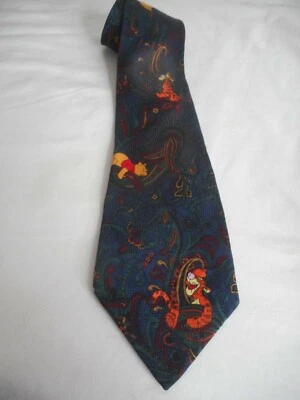 Vintage Disney Silk Navy Burgundy Paisley tie Tigger and Pooh - Изображение 1 из 4