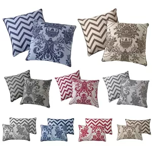 Lussuoso Copricuscino Damascato Reversibile Stampato Chevron 45 cm x 45 cm e 30 cm x 50 cm - Foto 1 di 12