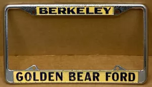 RARE FORD GOLDEN BEAR FORD ( BERKELEY CA.) 1970s/80s CAR LICENSE PLATE FRAME - Picture 1 of 7