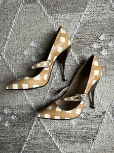 Bombas Marc Jacobs Tan Gingham Mary Jane 120 mm 38 - Imagen 1 de 15
