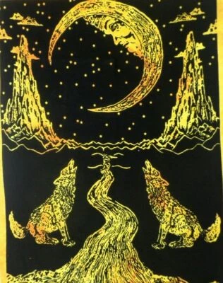 Indian Crying Moon Mandala Hippie Cotton Wall Hanging Ethtic Tapestry Poster Art - Image 1 of 2