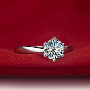 ANELLO SOLITARIO ARGENTO ACCIAIO ZIRCONE TAGLIO BRILLANTE INOX ARGENTATO - Foto 1 di 11