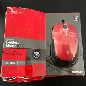 Microsoft Comfort Mouse Red 4500 PC Mac USB 4FD-00016 Tilt Wheel 1422 New - Picture 1 of 6