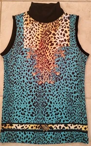 Roberto Cavalli Turtle Neck Top Animal Print Logo Italy - Picture 1 of 7